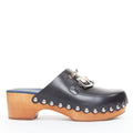 Women's Fendi Hypnoteyes Monster Bag Bug stud brown wooden clog mules