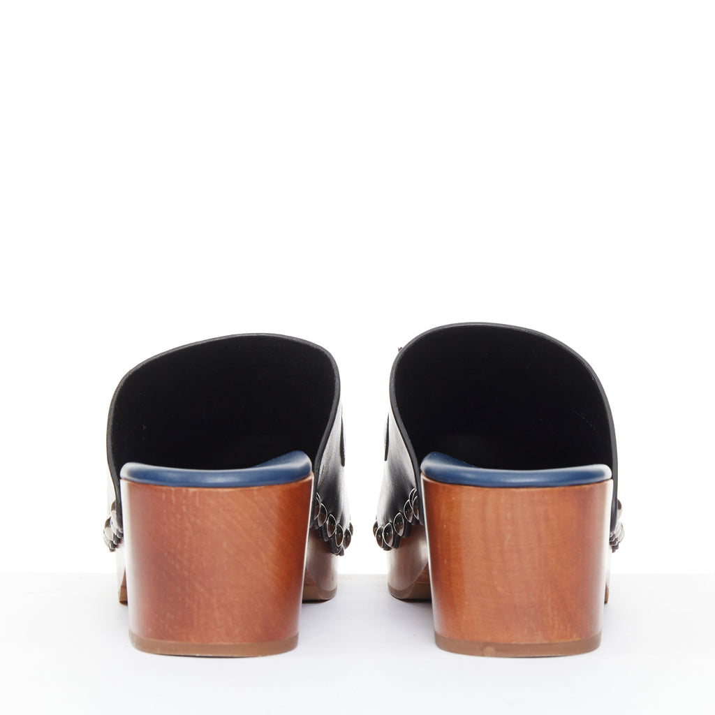 Women's Fendi Hypnoteyes Monster Bag Bug stud brown wooden clog mules