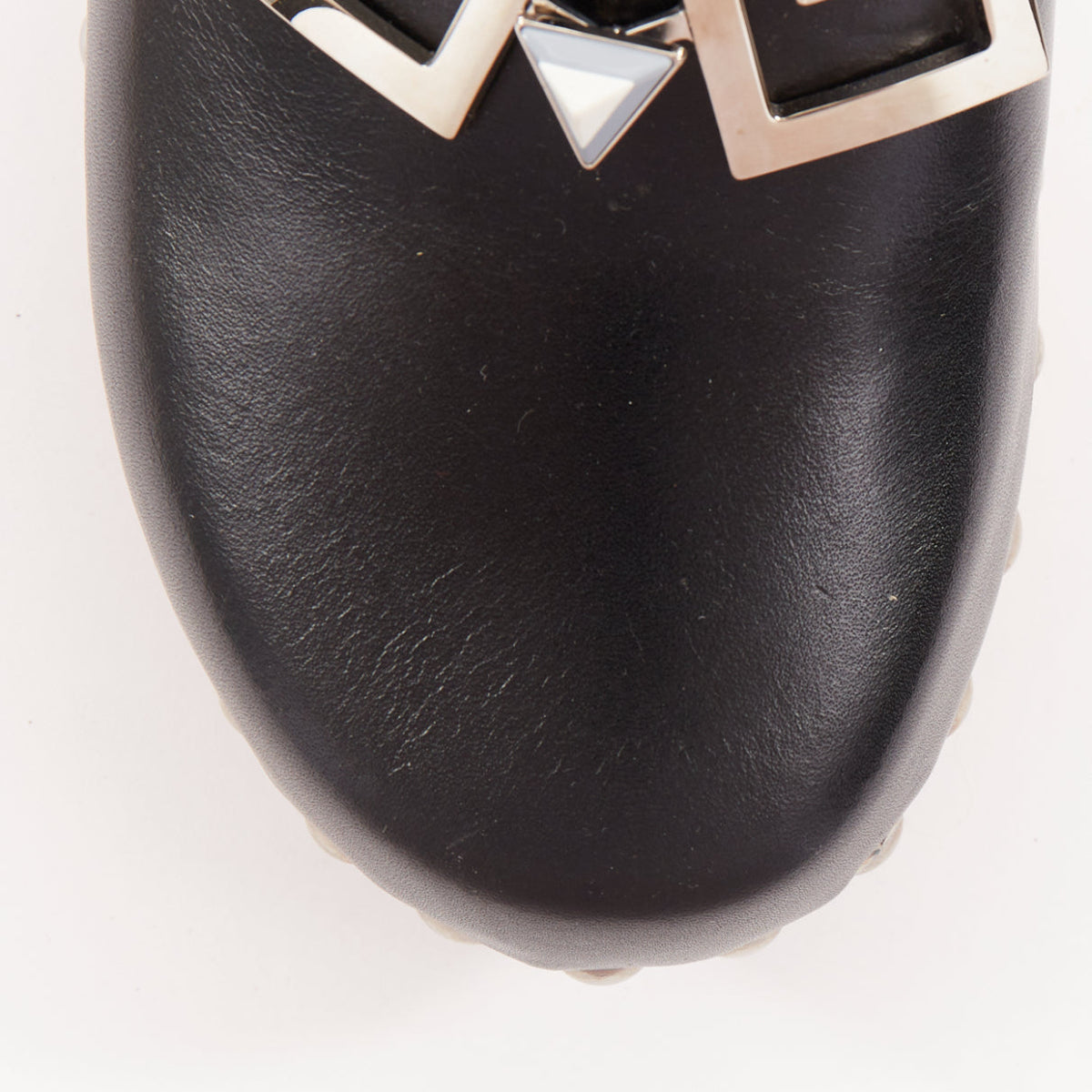 Women's Fendi Hypnoteyes Monster Bag Bug stud brown wooden clog mules