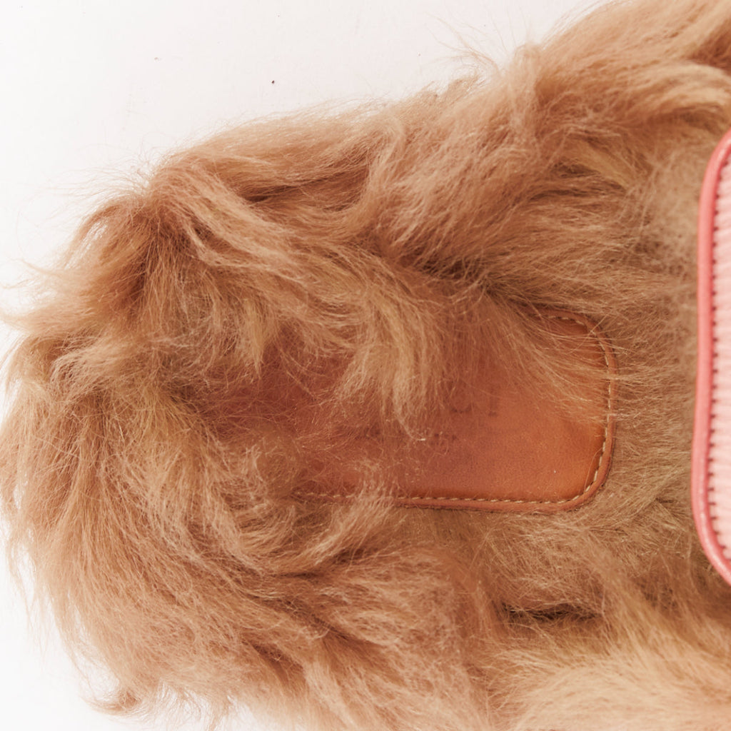 Women's Gucci Princetown pink brown high pile fur horsebit mules