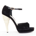 Women's Chanel Corinthian Column architectural heel velvet platform sandals