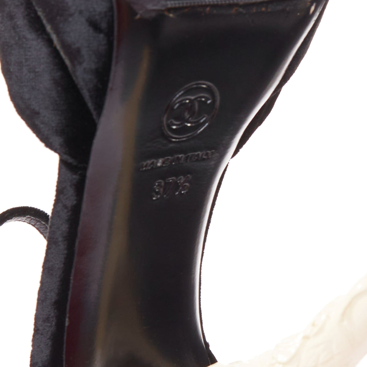 Women's Chanel Corinthian Column architectural heel velvet platform sandals