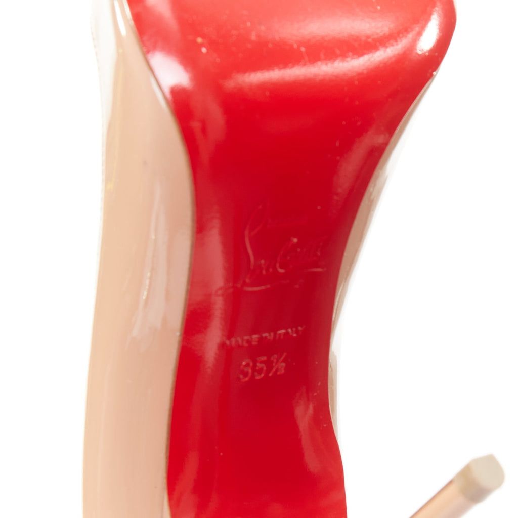 Women's Christian Louboutin Pigalle nude patent leather point toe pumps