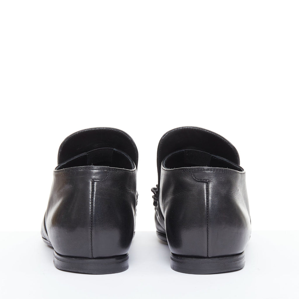 Men's Bottega Veneta black leather dual tonal chain loafers