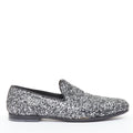 Men's Jimmy Choo Marlo silver coarse glitter almond toe loafers