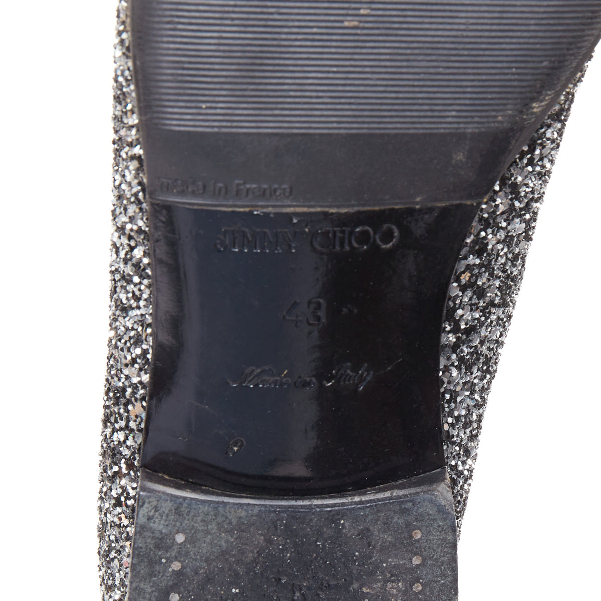 Men's Jimmy Choo Marlo silver coarse glitter almond toe loafers