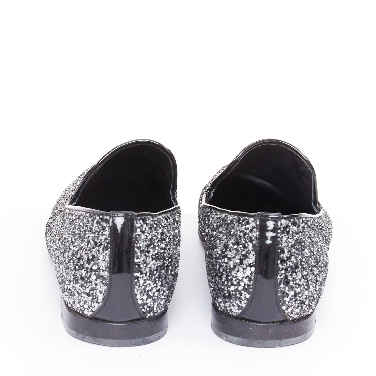 Men's Jimmy Choo Marlo silver coarse glitter almond toe loafers