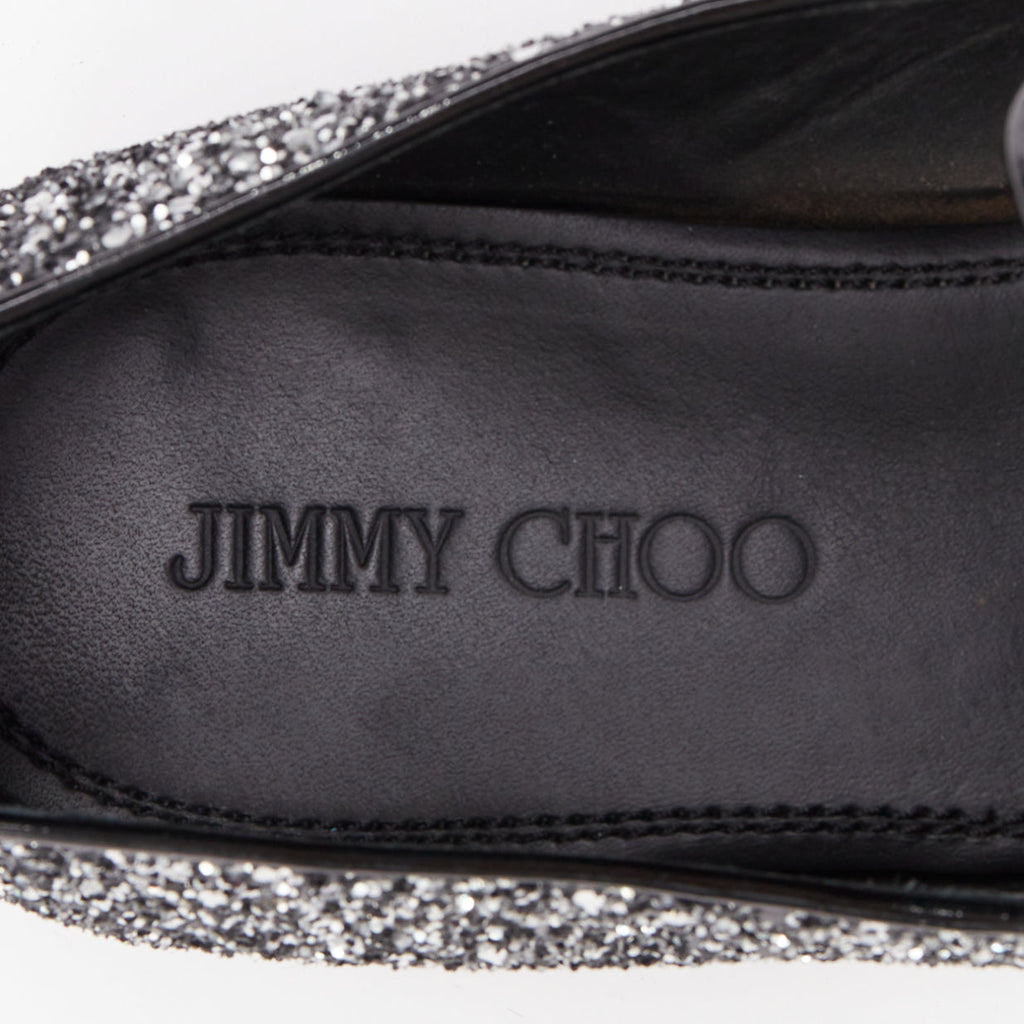 Men's Jimmy Choo Marlo silver coarse glitter almond toe loafers