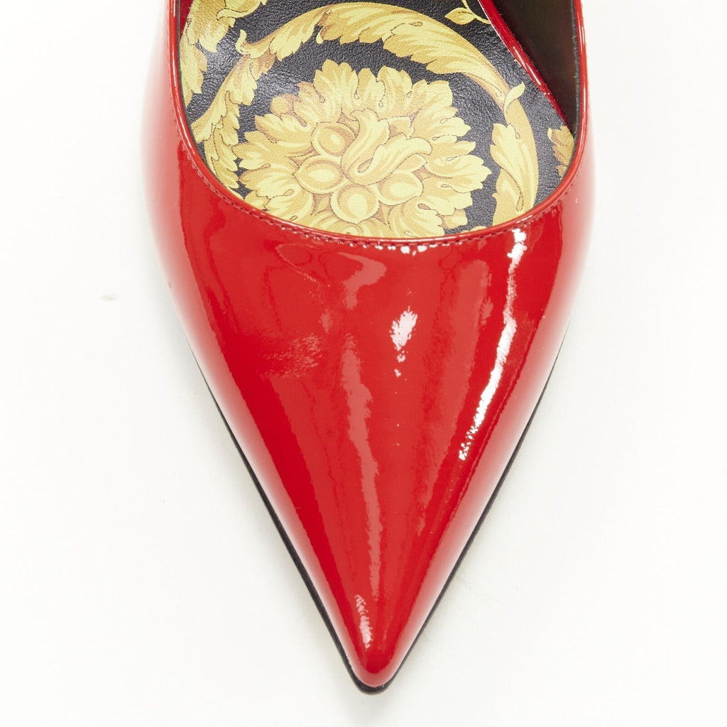 Women's Versace red patent Medusa stud pumps