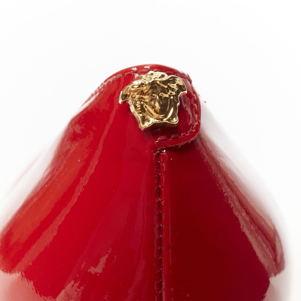 Women's Versace red patent Medusa stud pumps