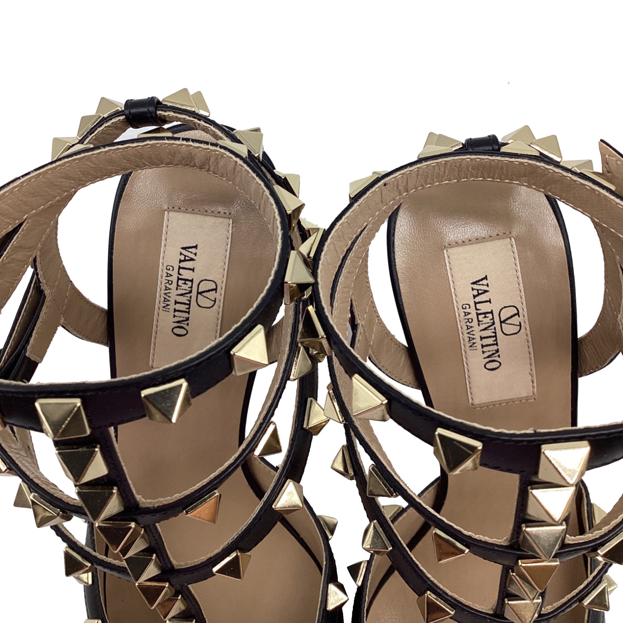 Women's Valentino Garavani Rockstud Caged Pumps in Black Calf Leather