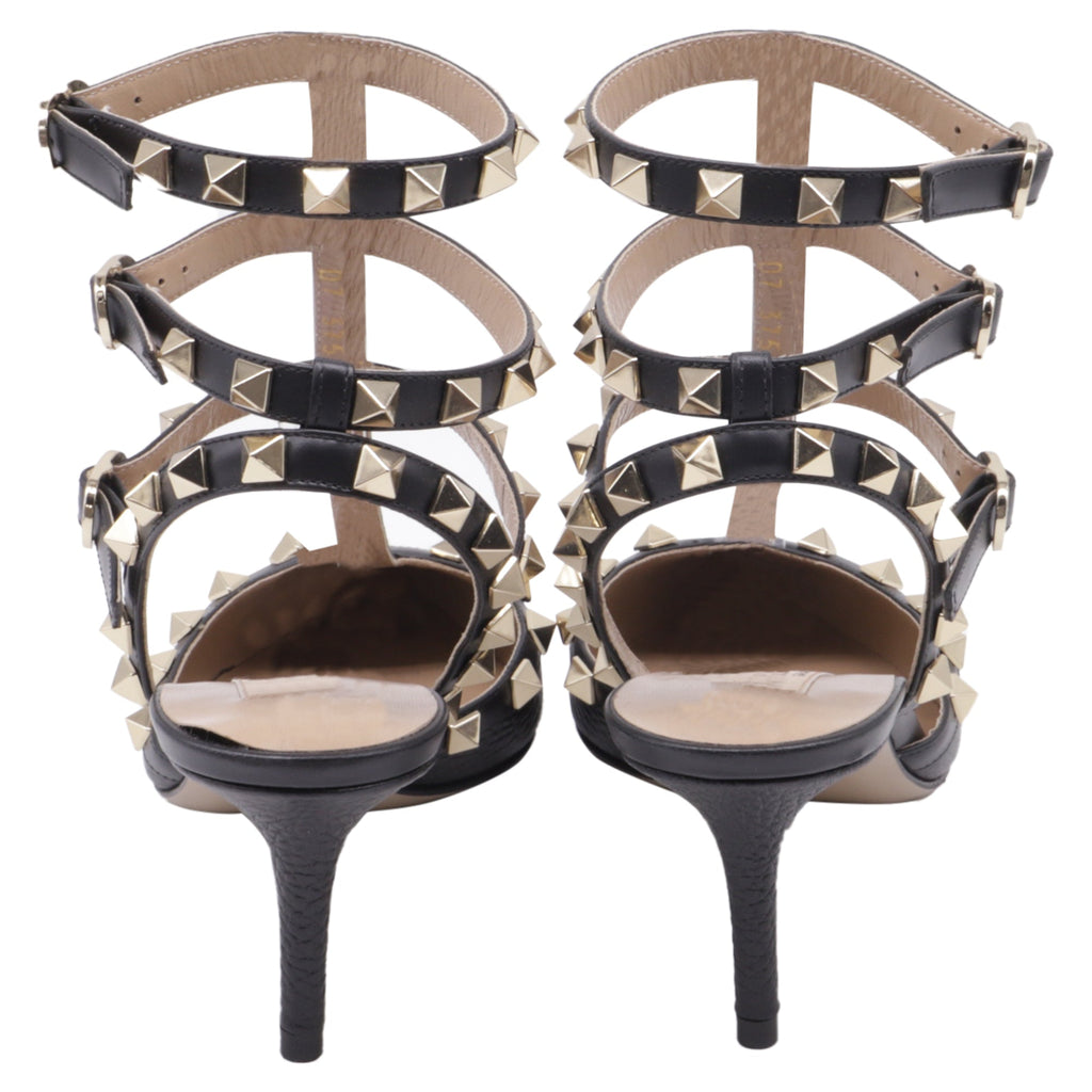 Women's Valentino Garavani Rockstud Caged Pumps in Black Calf Leather