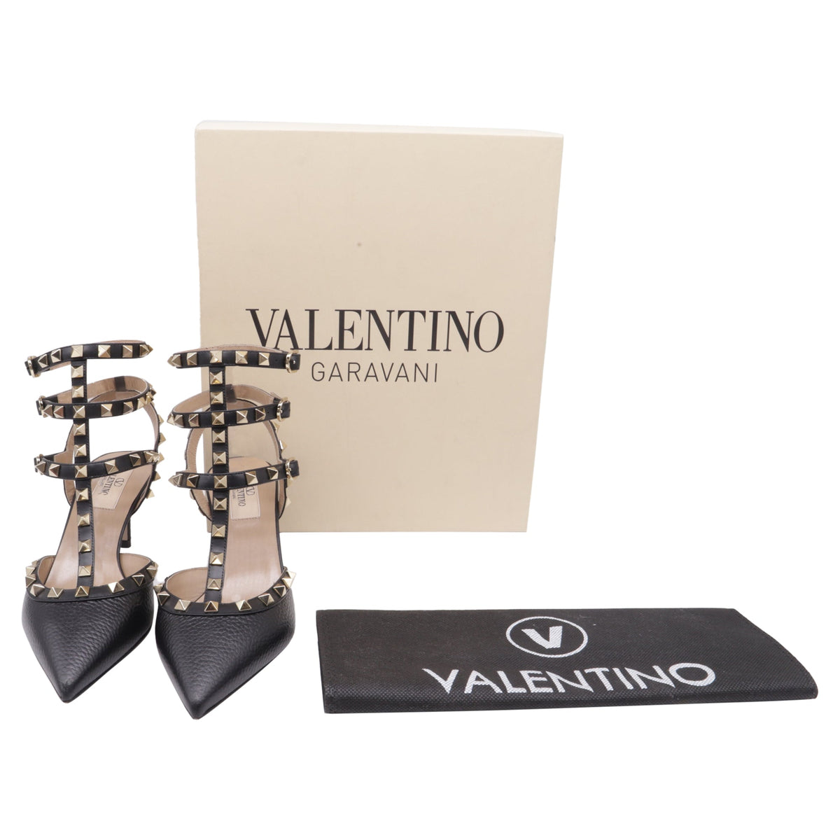 Women's Valentino Garavani Rockstud Caged Pumps in Black Calf Leather