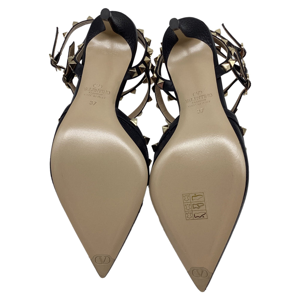 Women's Valentino Garavani Rockstud Caged Pumps in Black Calf Leather