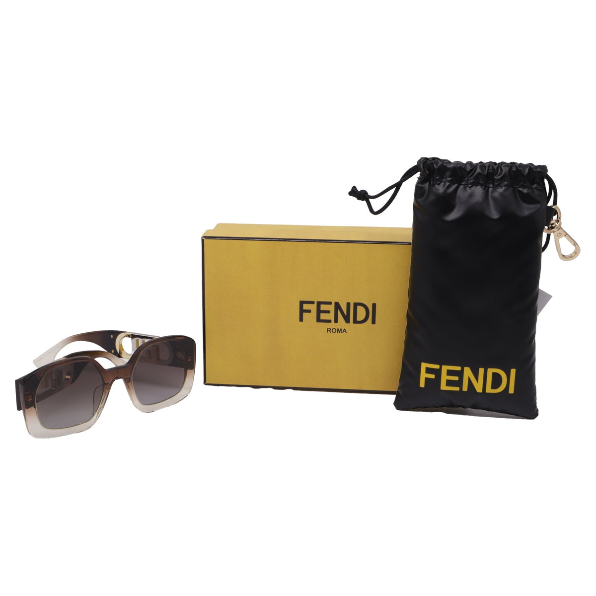 Fendi O'Lock Square-Framed Sunglasses in Brown Acetate