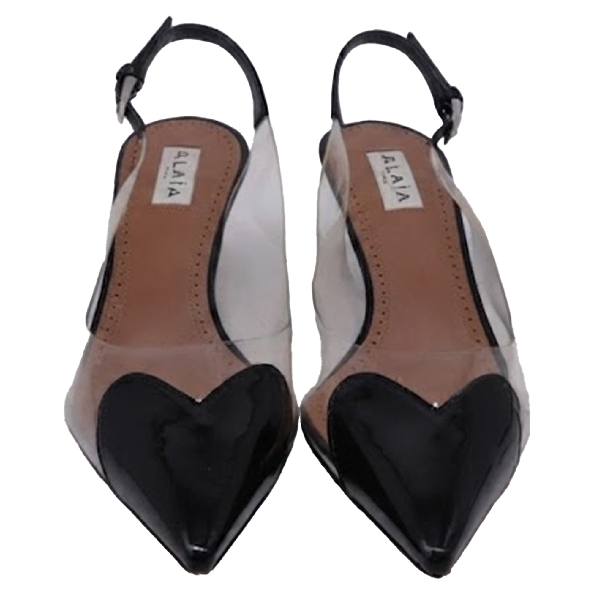 Women's Alaïa Cœur Slingback Pumps in Black PVC