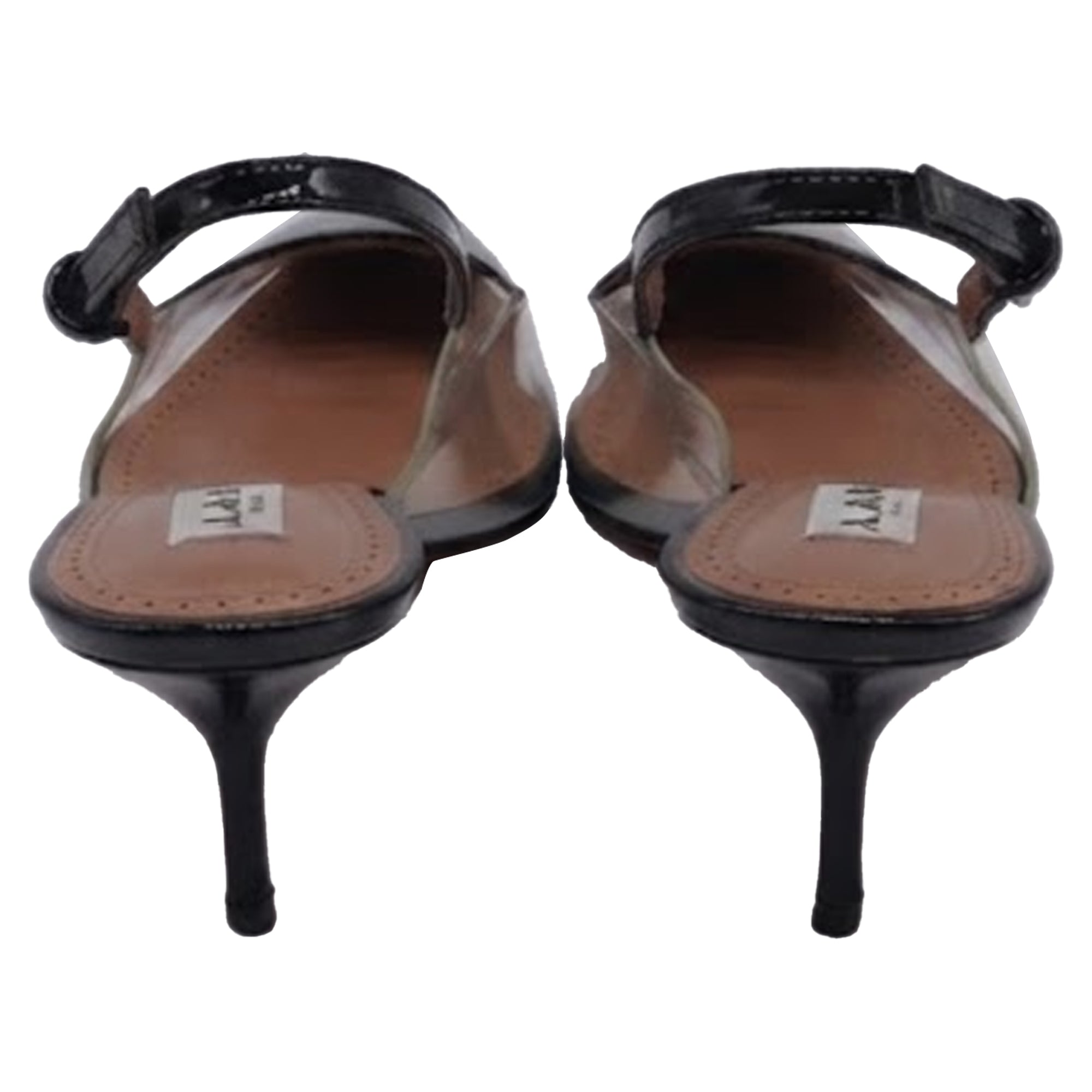 Women's Alaïa Cœur Slingback Pumps in Black PVC