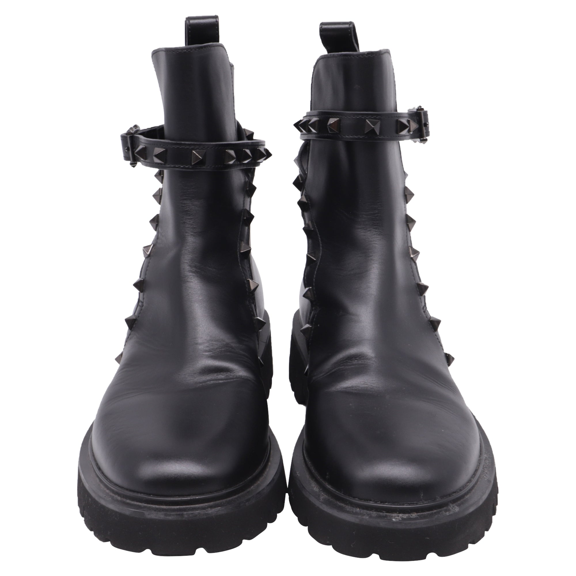 Women's Valentino Garavani Rockstud Ankle Boots in Black Calf Leather