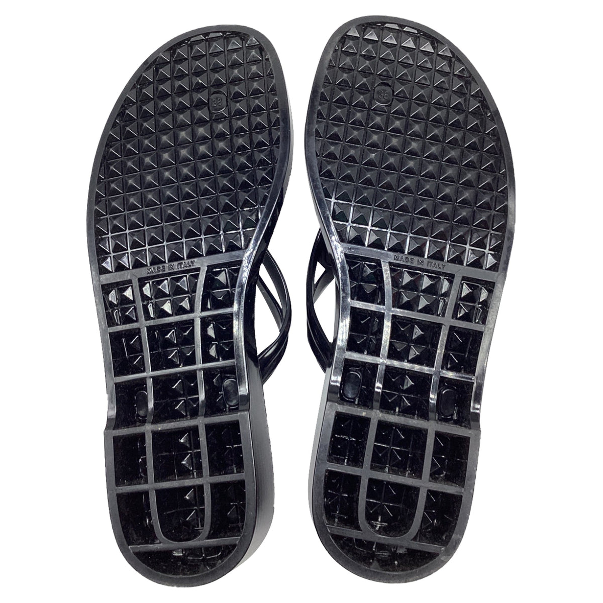 Women's  Valentino Garavani VLogo Thong Slide Sandals in Black Rubber