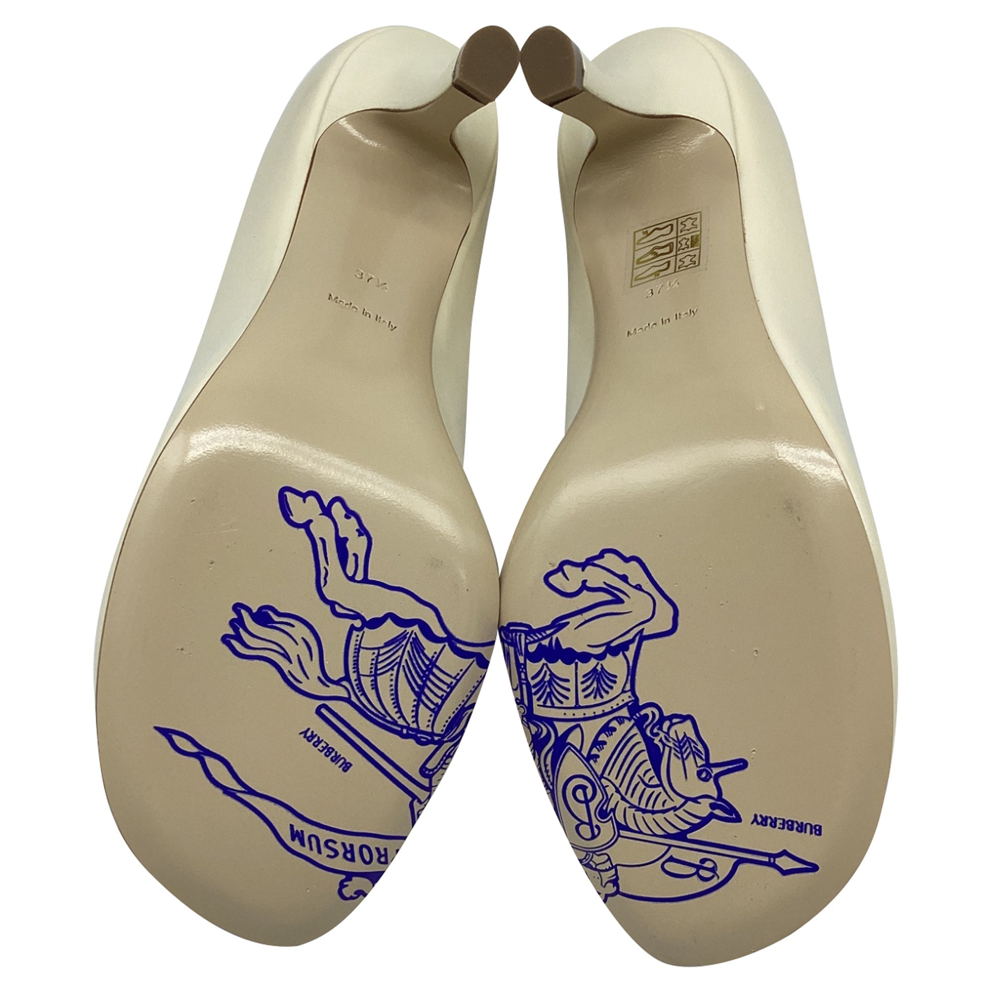 Women's  Burberry Round-Toe Pumps in Ivory Leather