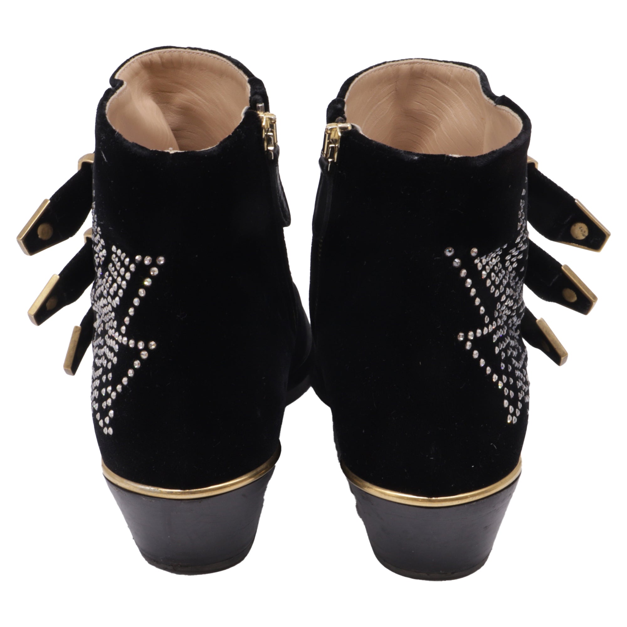 Women's  Chloé Susanna Studded Ankle Boots in Black Velvet