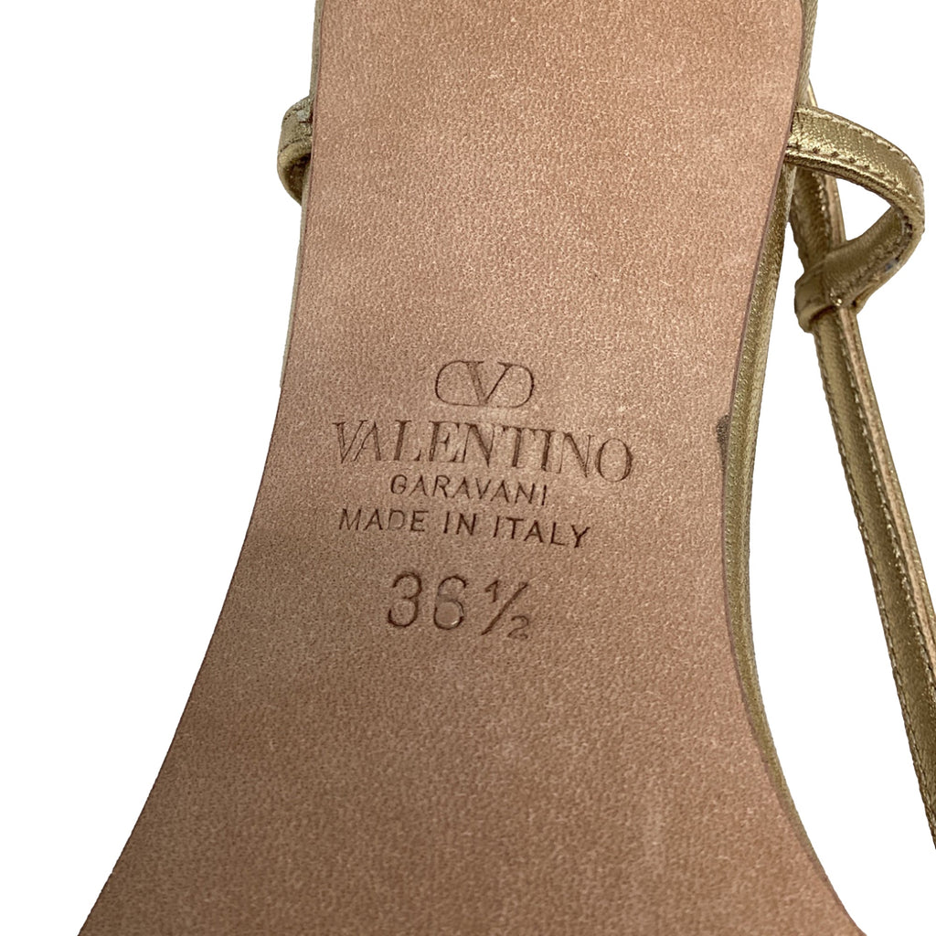 Women's Valentino Garavani VLogo Slingback Pumps in Metallic Gold Leather