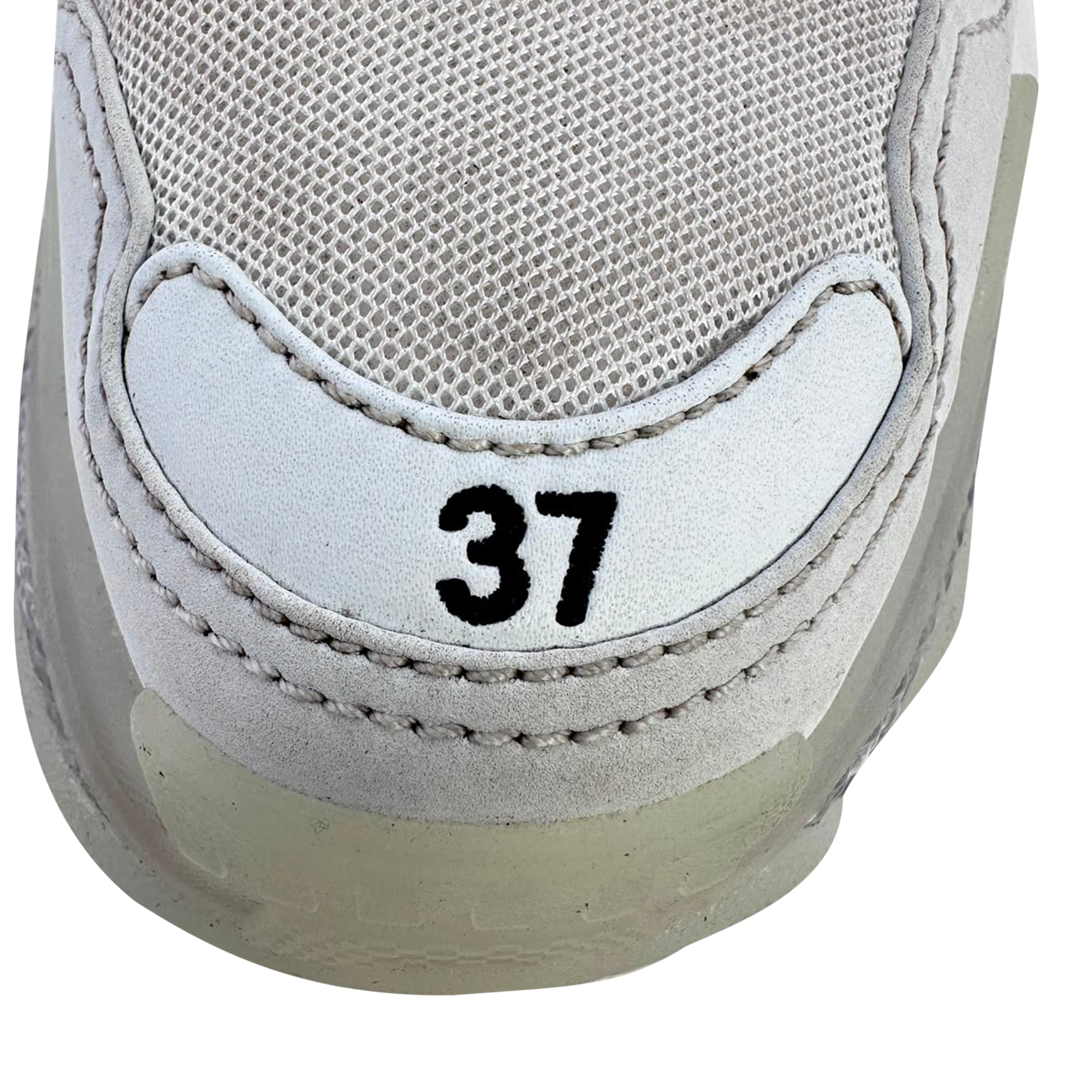 Men's  Balenciaga Triple S Clear Sole Sneakers in White Polyester