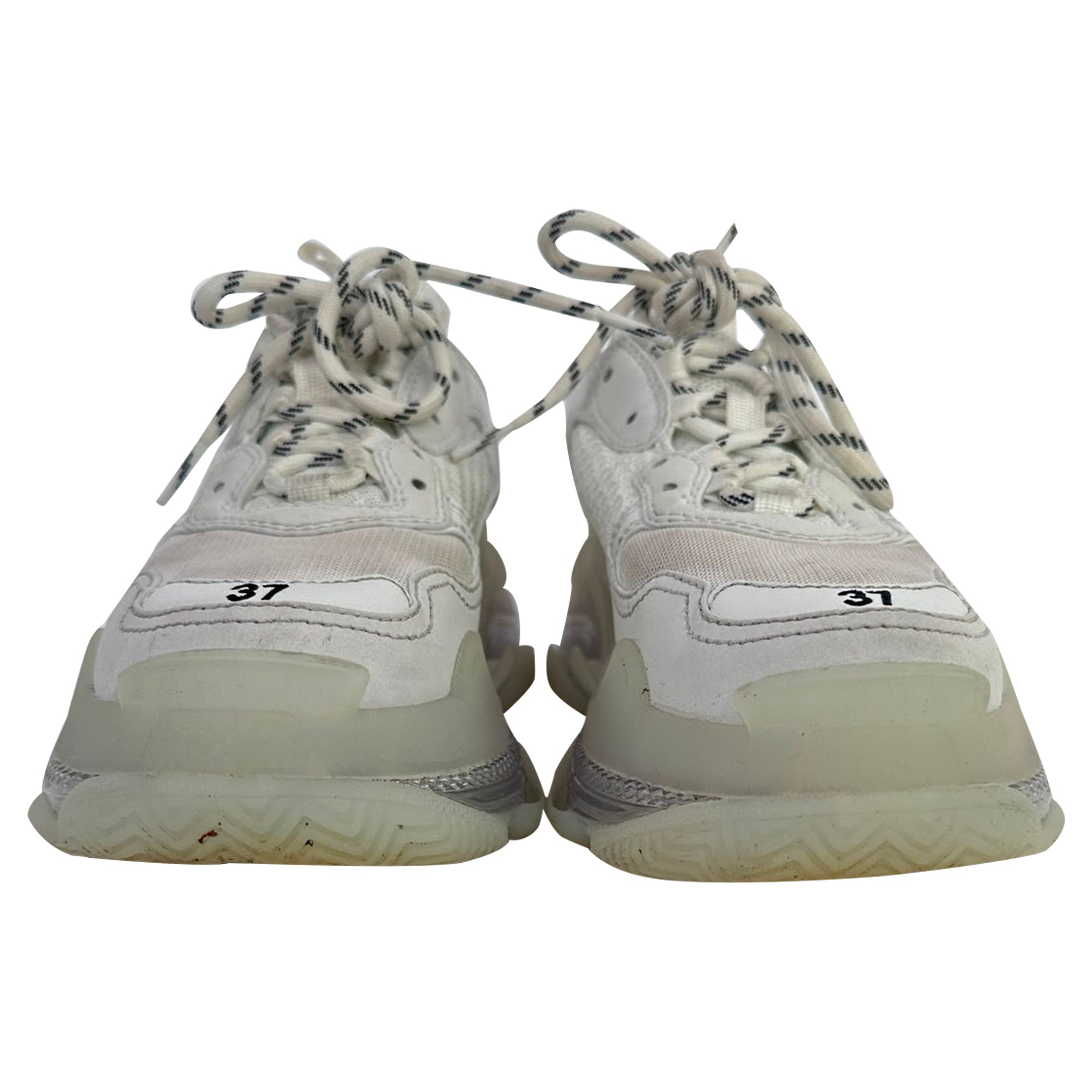 Men's  Balenciaga Triple S Clear Sole Sneakers in White Polyester