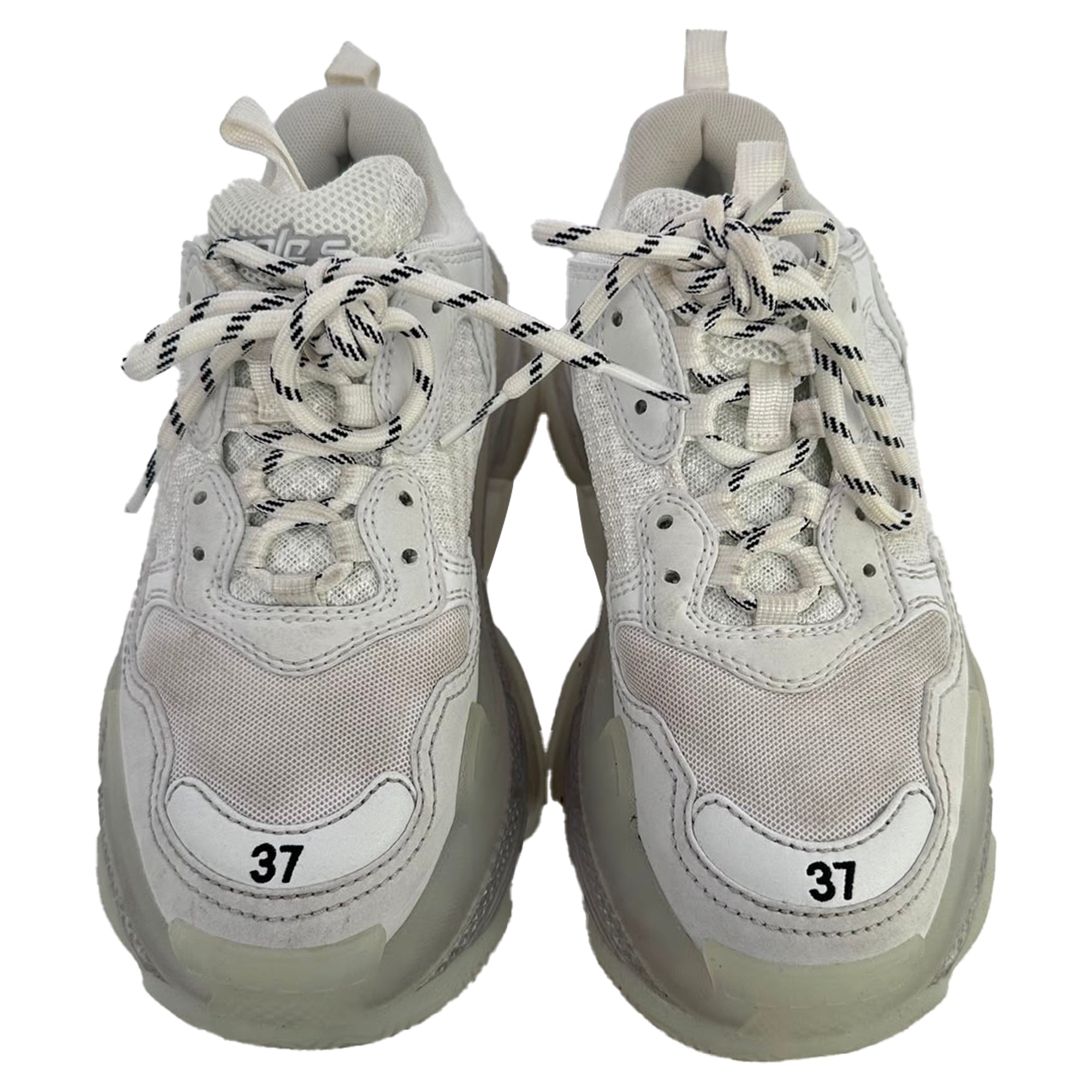 Men's  Balenciaga Triple S Clear Sole Sneakers in White Polyester