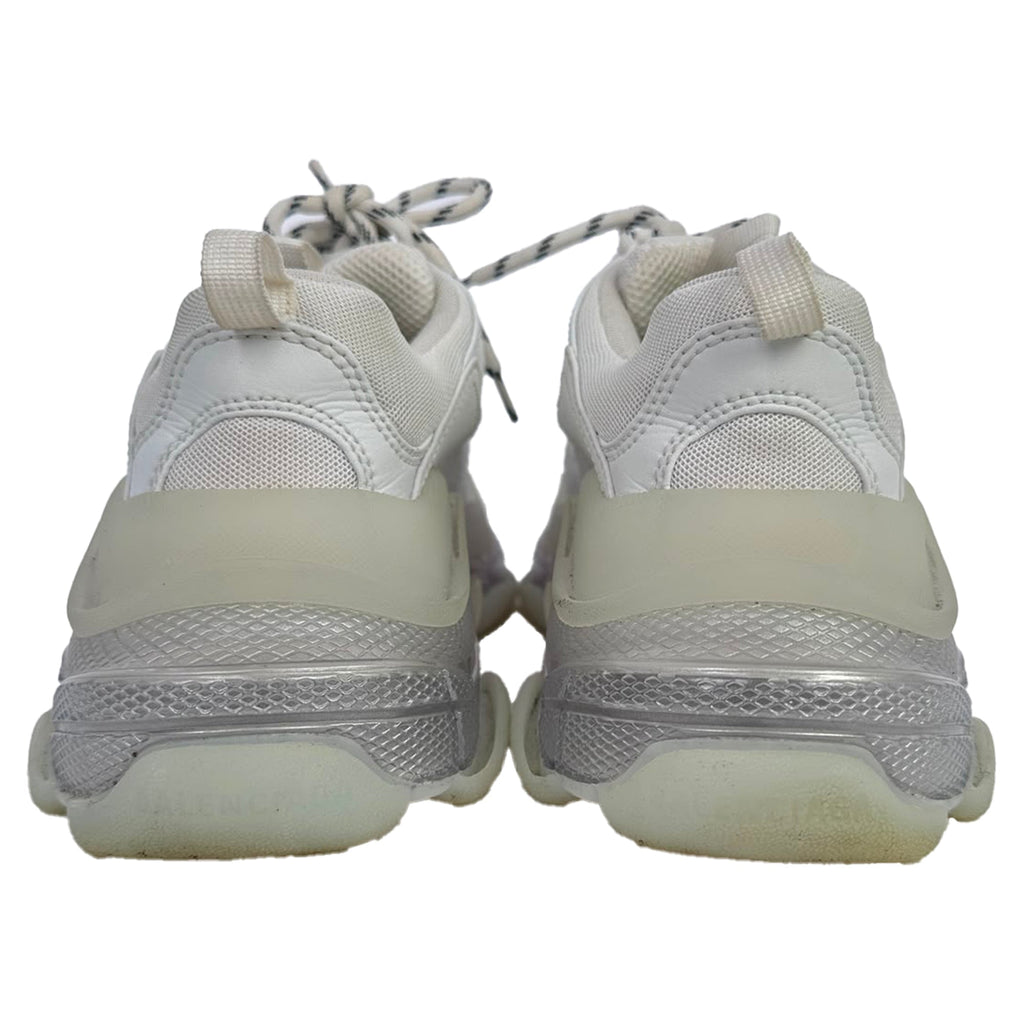 Men's  Balenciaga Triple S Clear Sole Sneakers in White Polyester