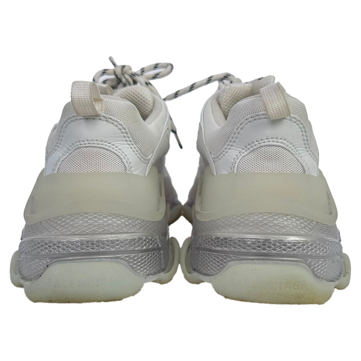 Men's  Balenciaga Triple S Clear Sole Sneakers in White Polyester