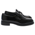 Women's Prada Triangle Logo Loafers in Black Patent Leather