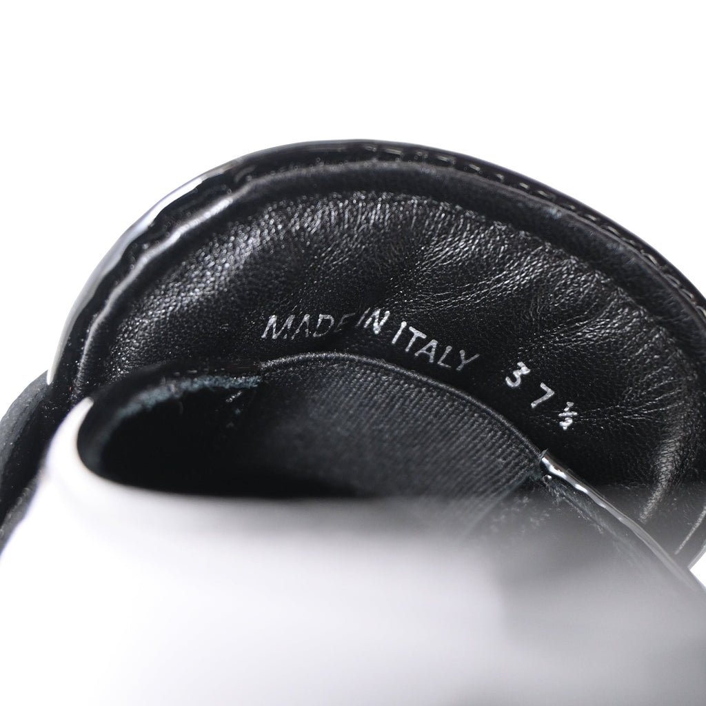 Women's Prada Triangle Logo Loafers in Black Patent Leather