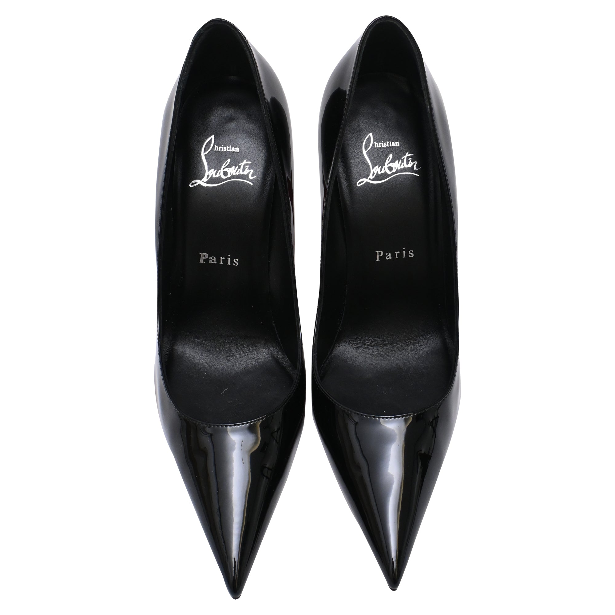 Women's Christian Louboutin Miss Z Pumps in Black Patent Leather