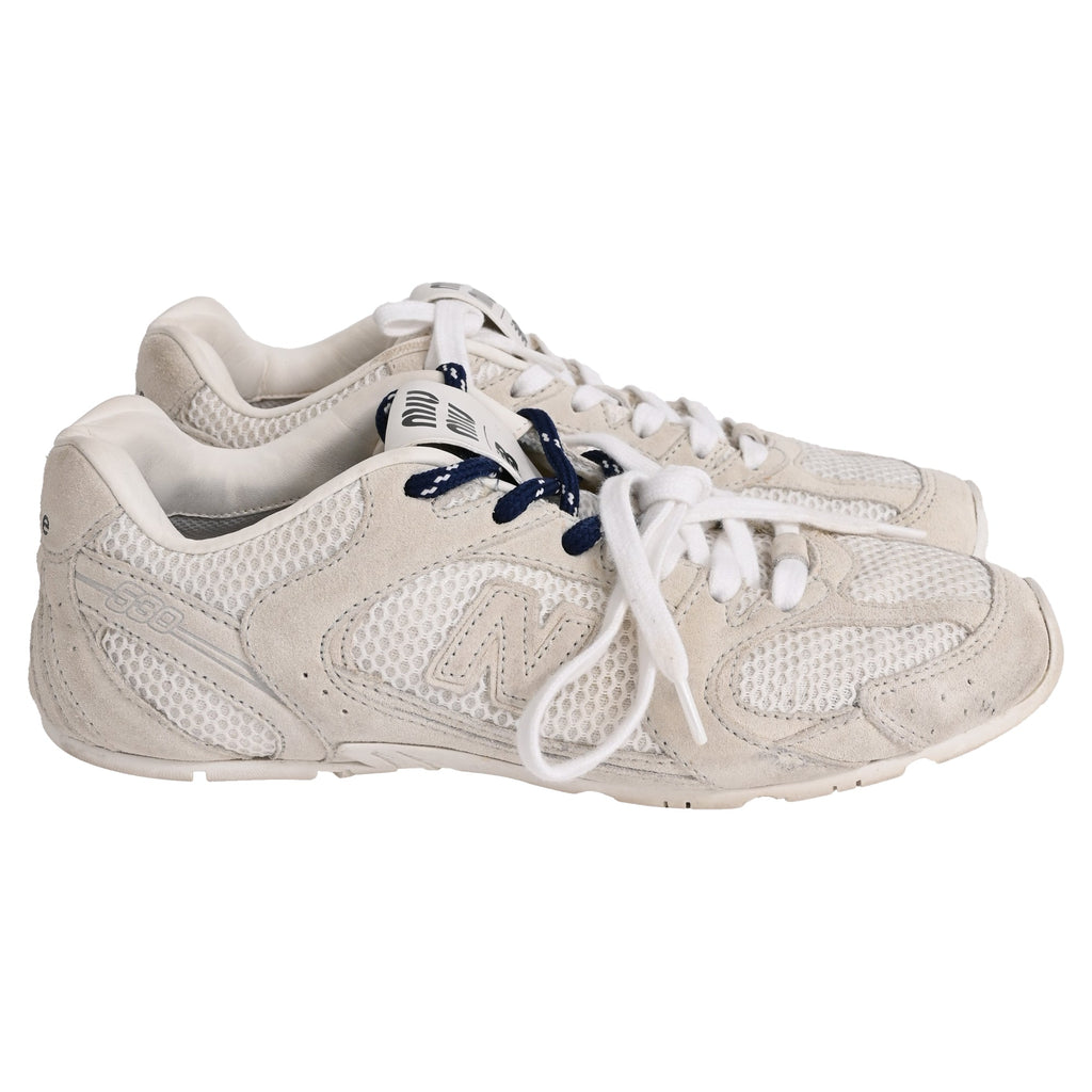 Women's Miu Miu x New Balance 530 SL Sneakers in White Suede