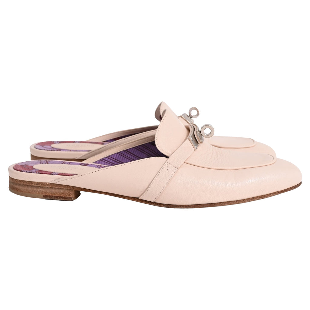 Women's Hermès Oz Mules in Beige Leather