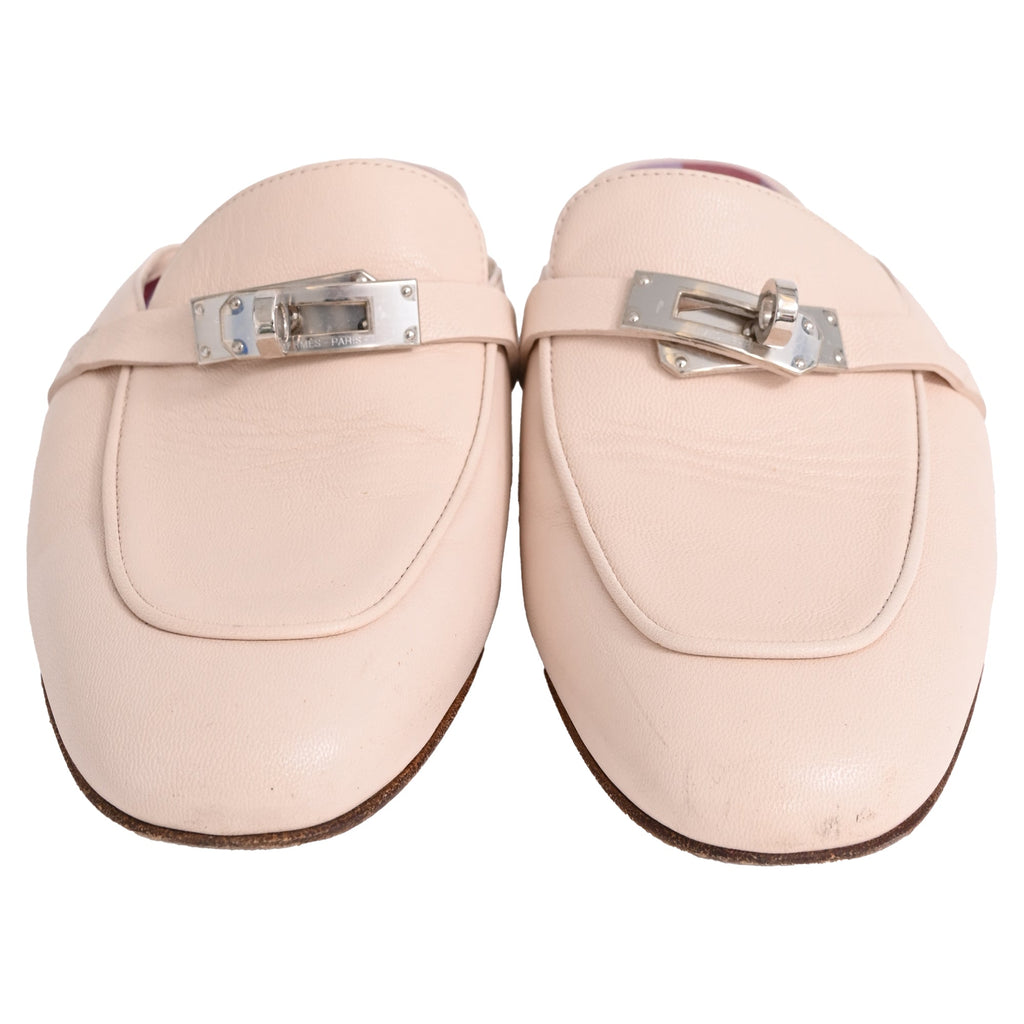 Women's Hermès Oz Mules in Beige Leather