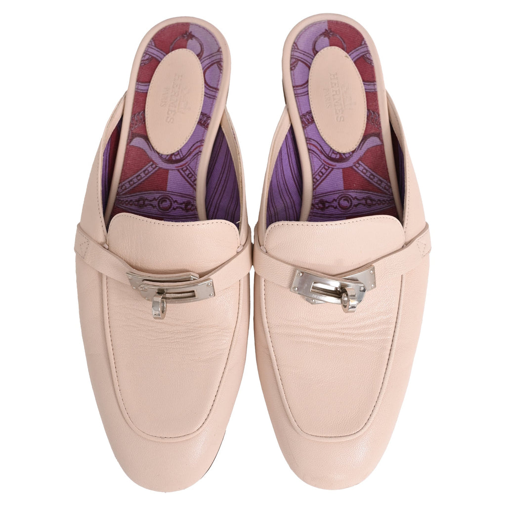 Women's Hermès Oz Mules in Beige Leather