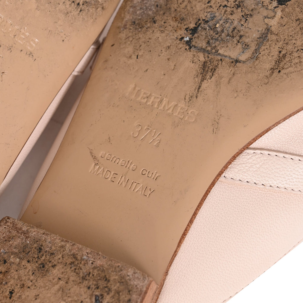 Women's Hermès Oz Mules in Beige Leather