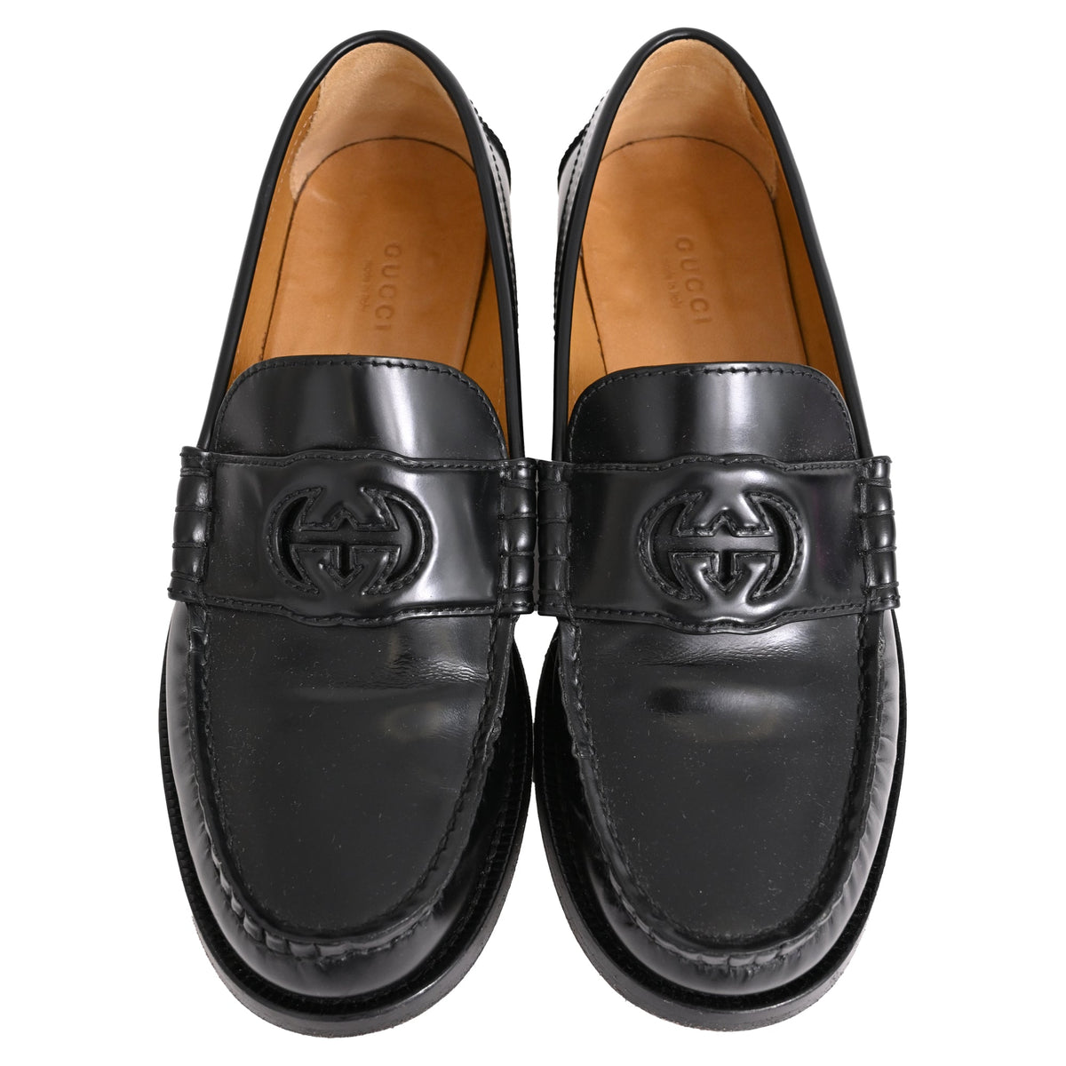 Women's Gucci Interlocking G Logo in Black Leather