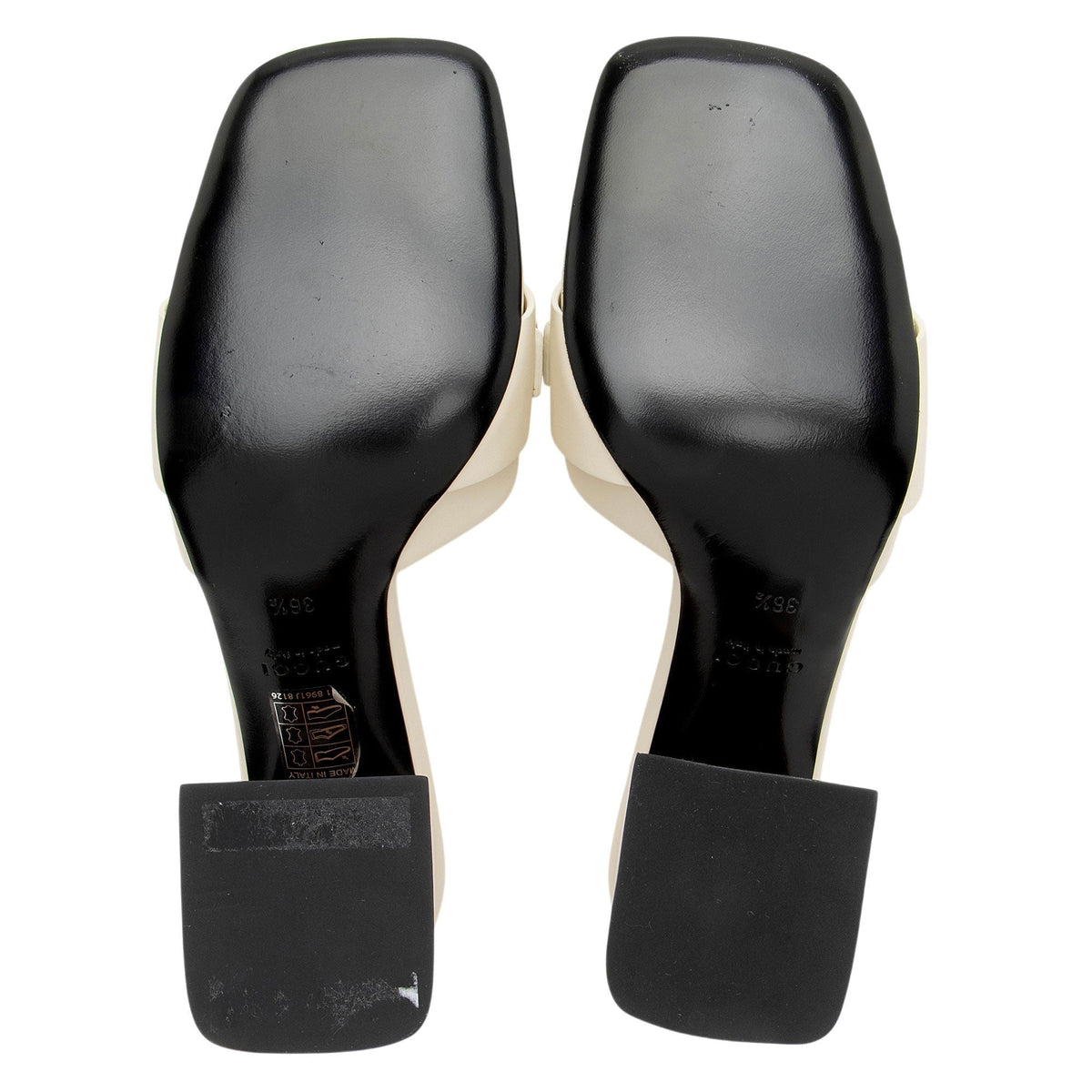 Women's Gucci Leather Chain Logo Signoria Slide Sandals - Size 6.5 / 36.5