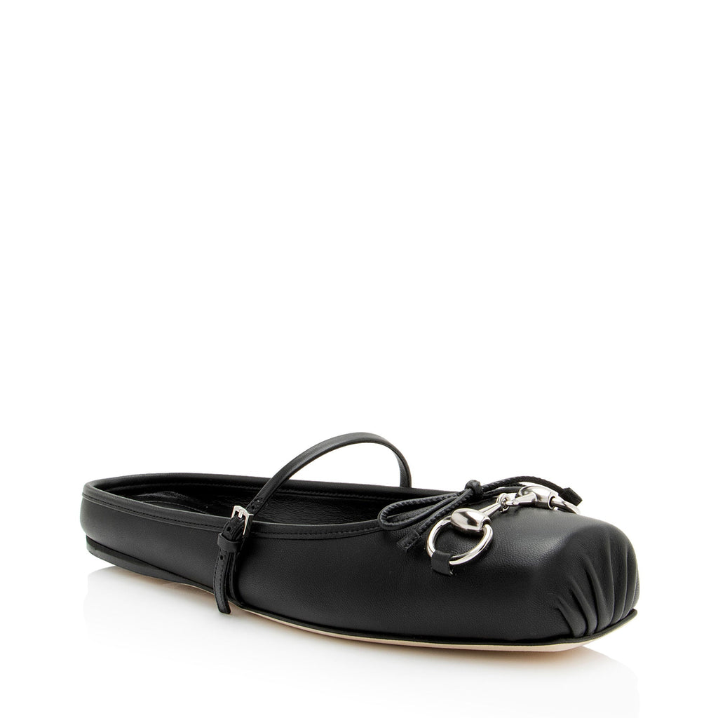 Women's Gucci Leather Horsebit Ballet Mules- Size 8.5 / 38.5