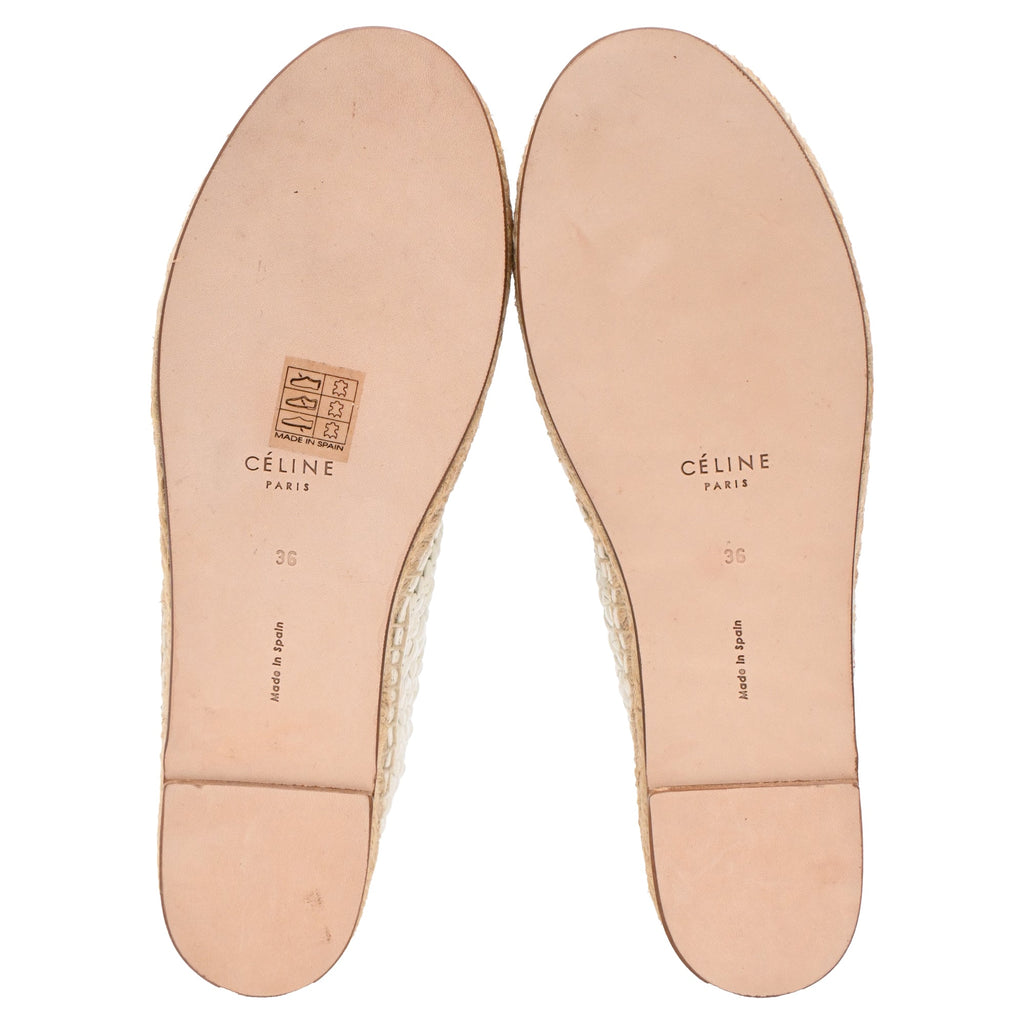 Women's Celine Woven Lace-Up Espadrille Ankle Boots in White Leather
