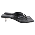 Women's  Balenciaga Square-Toe Kitten-Heel Thong Sandals in Black Leather