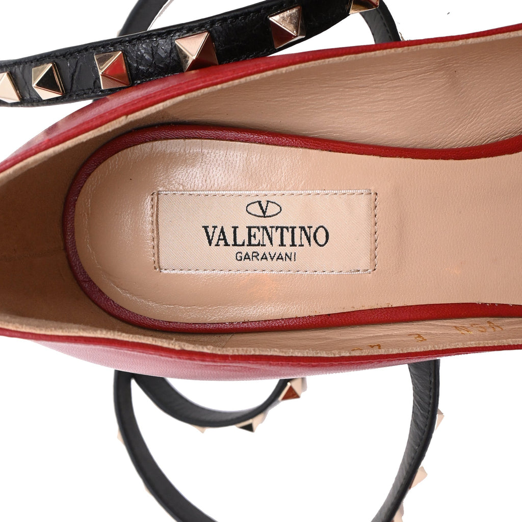 Women's Valentino Garavani Rockstud Ankle Wrap Pumps in Burgundy Leather