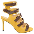 Women's Jimmy Choo Trick 110 Buckled Sandal Heels in Yellow Suede