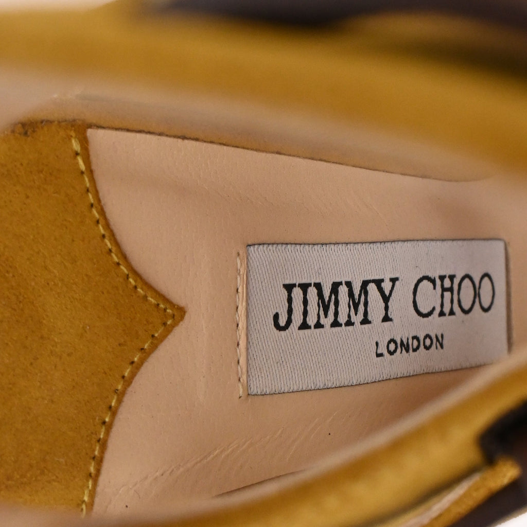 Women's Jimmy Choo Trick 110 Buckled Sandal Heels in Yellow Suede