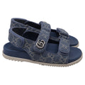 Women's Gucci Moritz GG Slingback Denim Sandals in Blue Cotton