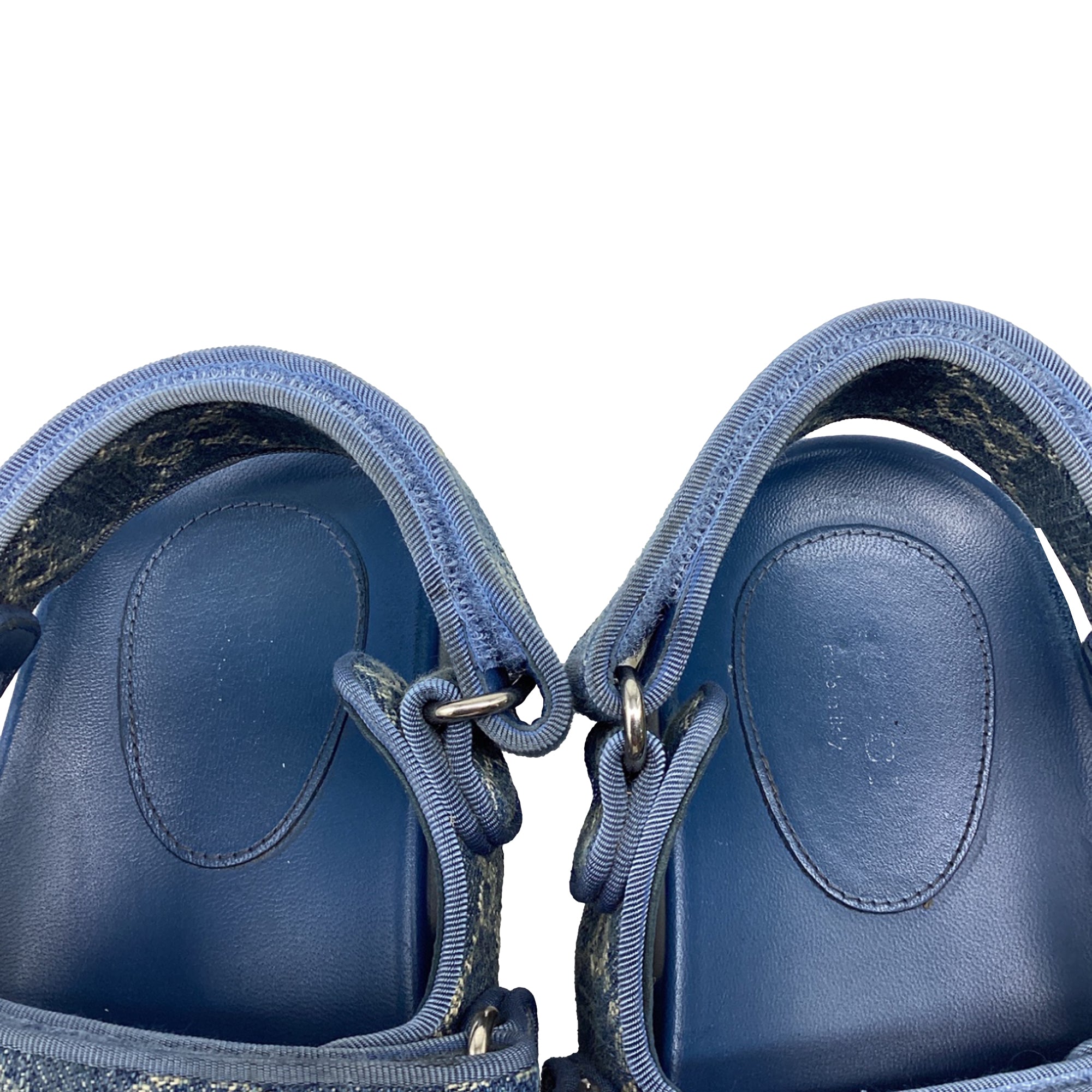 Women's Gucci Moritz GG Slingback Denim Sandals in Blue Cotton