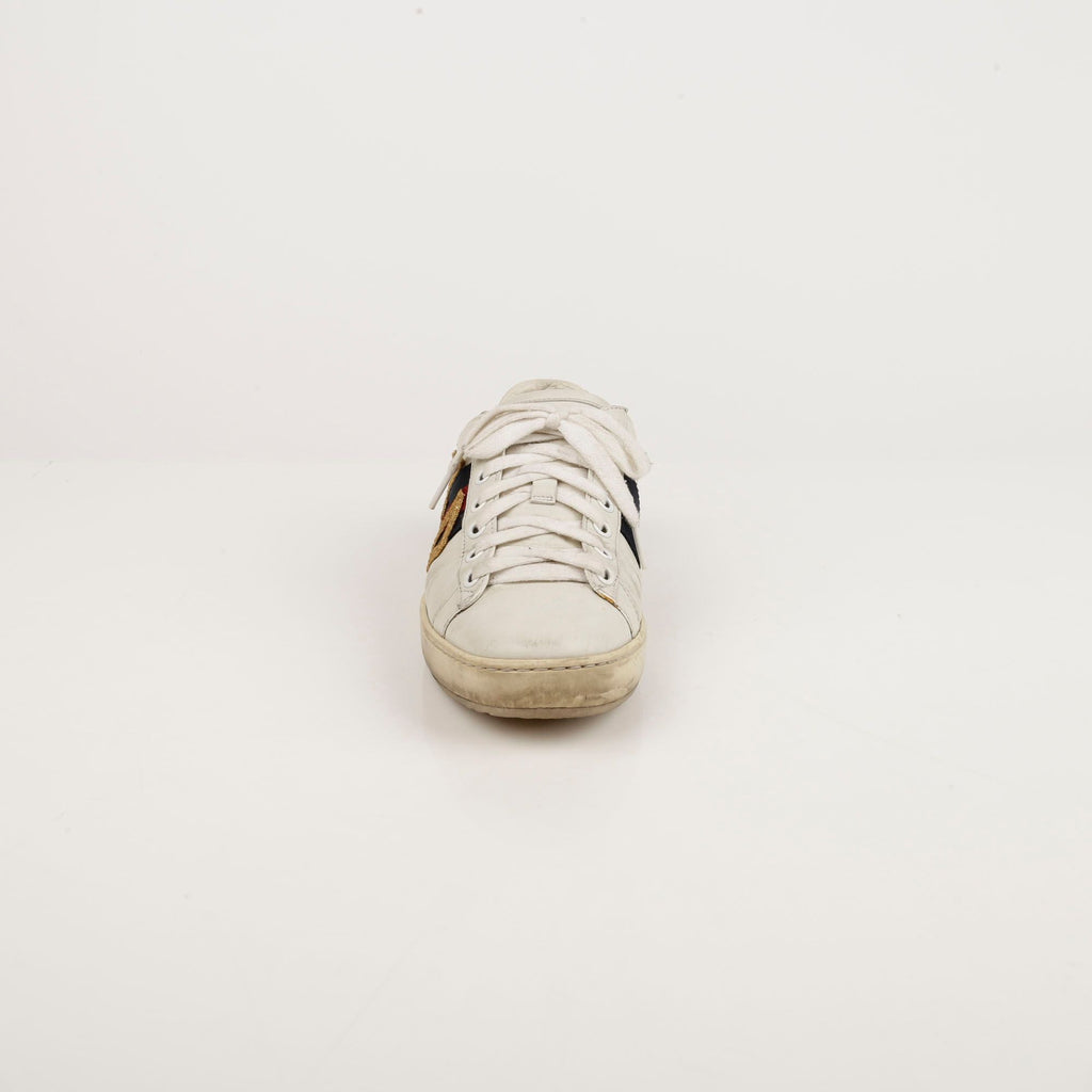 Women's Love Embroidered Ace Sneakers White Leather